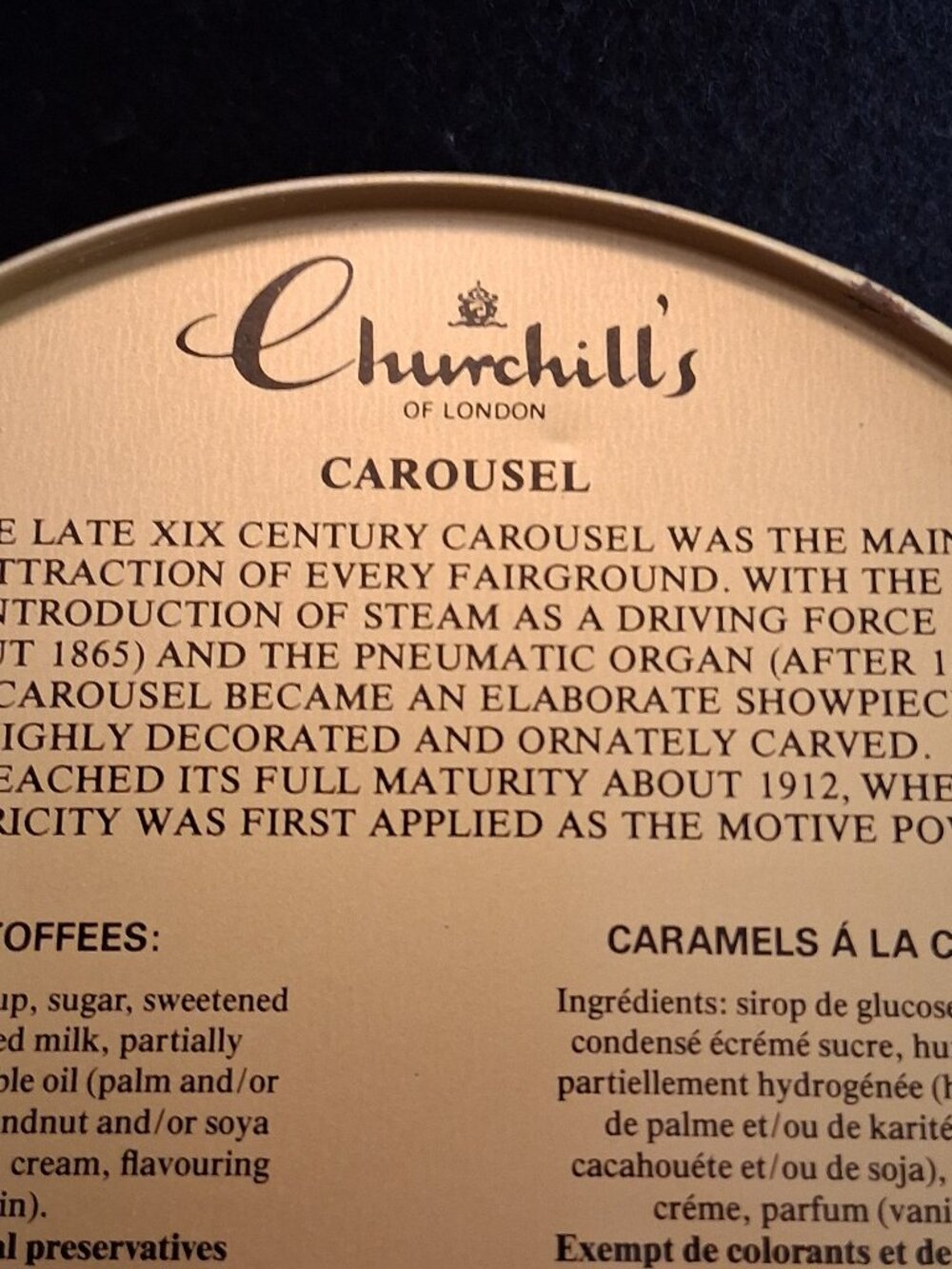 Churchill’s of London Vintage Carousel Candy Tin • Embossed Conical Lid - Picture 9 of 9